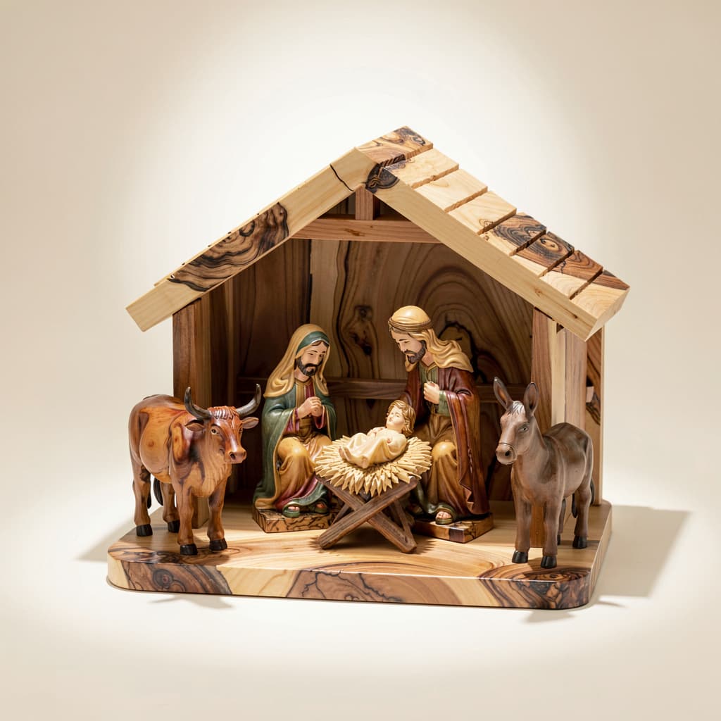 Olive Wood Nativity Set — Handmade in Bethlehem