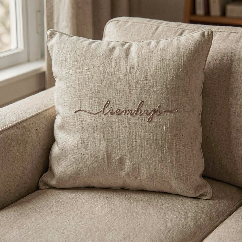 "Be Still" Embroidered Linen Pillow